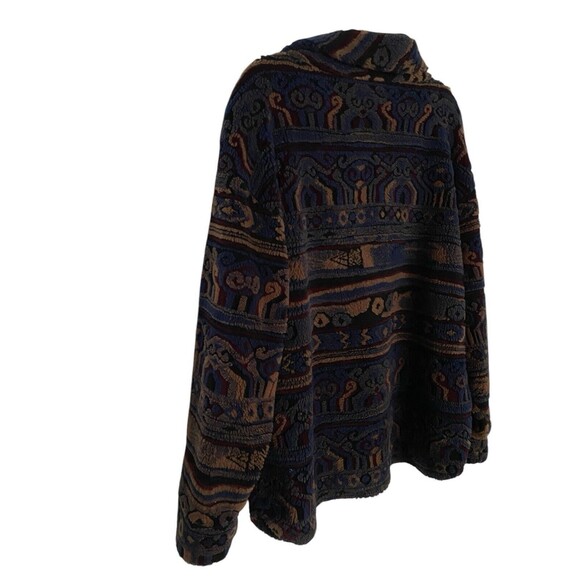 VTG Womens Sweater Sz 1X ? 2X ? Vtg 90s Aztec Fleece Pullover 52" Chest - Picture 3 of 12